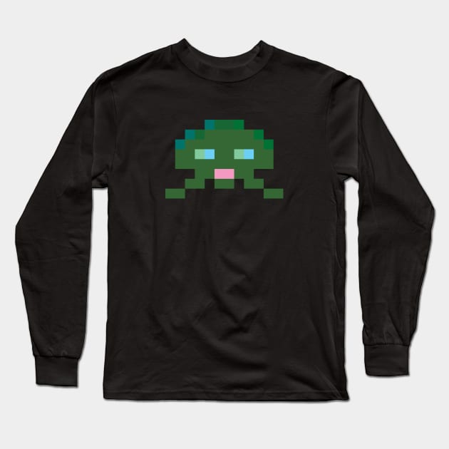 Retro Gaming Pixel Space Invader Long Sleeve T-Shirt by GerrardShuttleworthArt